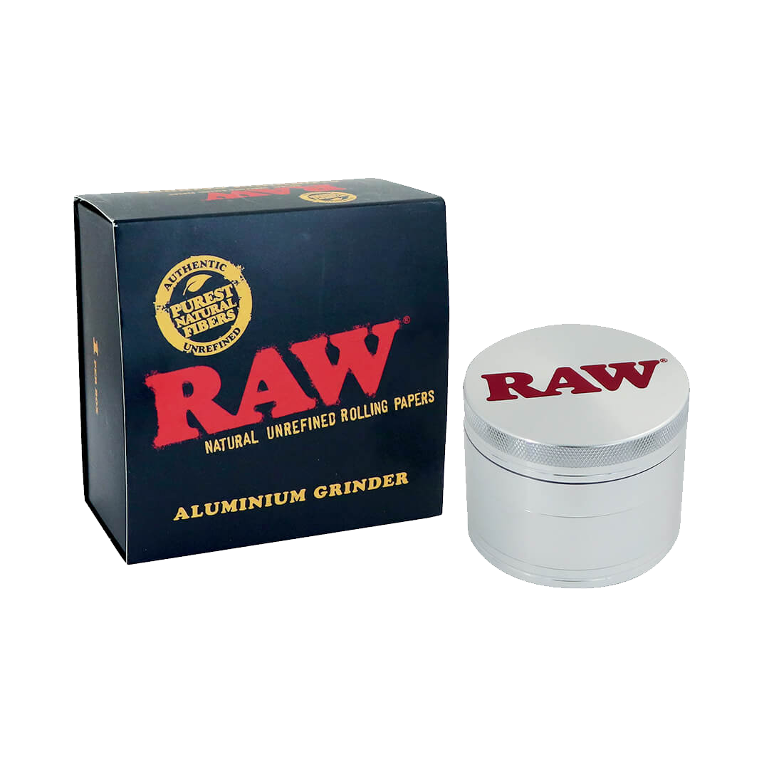 Grass Monkey Aluminium grinder, 4-delig, diameter 5,5 cm, robuuste kruidenmolen met scherpe tanden en pollenzeef, inclusief schep, donkergrijs (donkergrijs, 5,5 cm